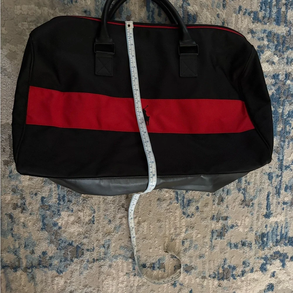 Polo by Ralph Lauren Black Duffel Bag with Red Stripe Gym Travel Weekender